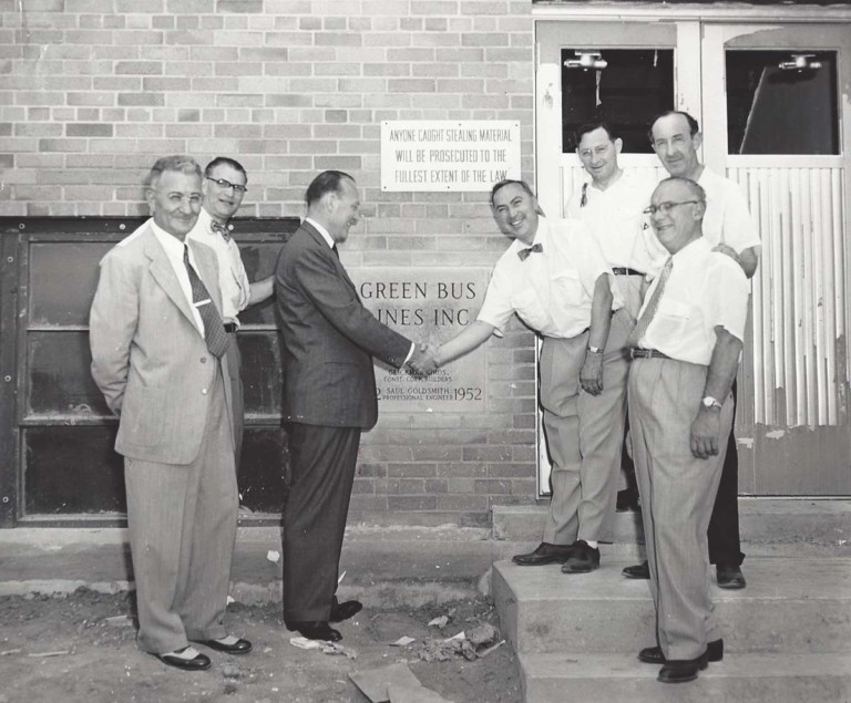 Ground Breaking Green Bus Lines Facility Men Shaking Hands in the 1950s